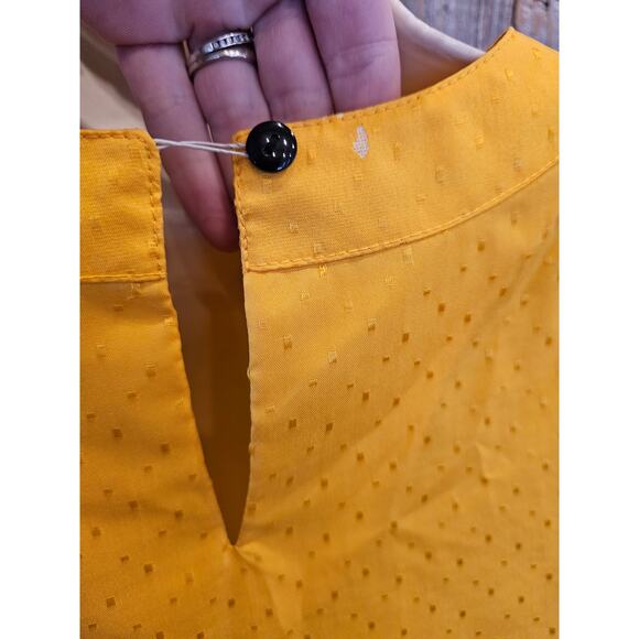 Norton mcnaughton vintage 12 yellow polkadot frill blouse short sleeve relaxed ^ - Picture 6 of 8